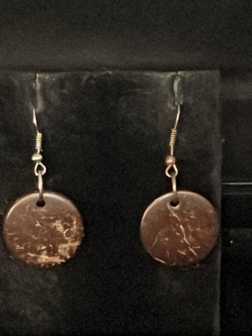 Distressed Brown Disc Earrings